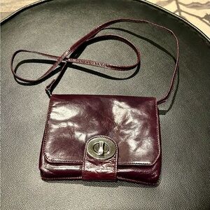 Danier Deep Burgundy Italian Leather Crossbody Bag